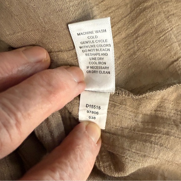 Spense Button Front Tunic Asymmetrical Shirt Lagenlook Tan Roll Tabs Women’s XL - Picture 13 of 13